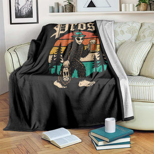 Oktoberfest Bigfoot Alien Beer Throw Blanket Retro German Sasquatch Beer TS10 Print Your Wear