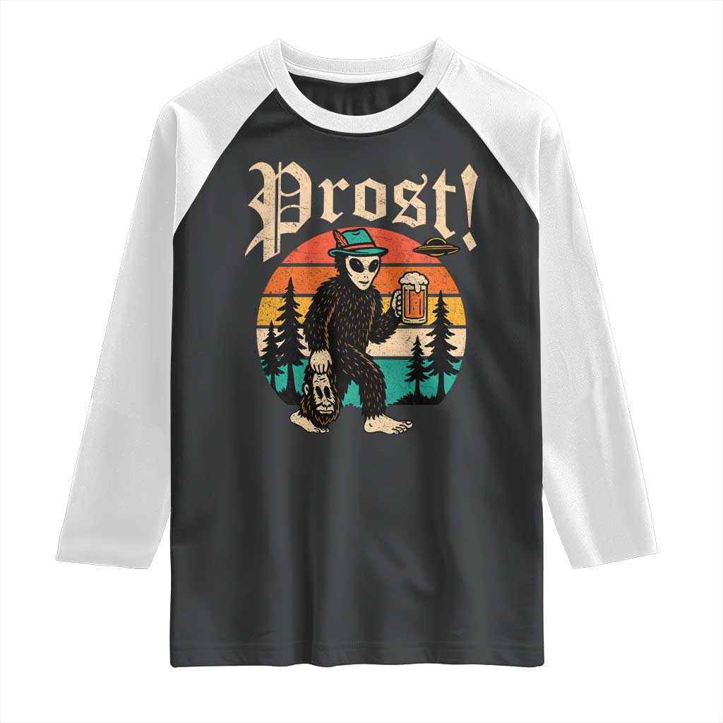 Oktoberfest Bigfoot Alien Beer Raglan Shirt Retro German Sasquatch Beer TS10 Black White Print Your Wear