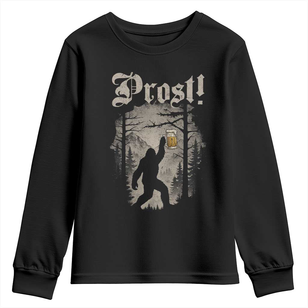 Oktoberfest Bigfoot Youth Sweatshirt Vintage Forest Sasquatch Drinking Prost TS10 Black Print Your Wear