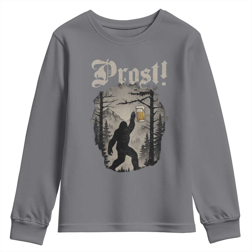 Oktoberfest Bigfoot Youth Sweatshirt Vintage Forest Sasquatch Drinking Prost TS10 Charcoal Print Your Wear