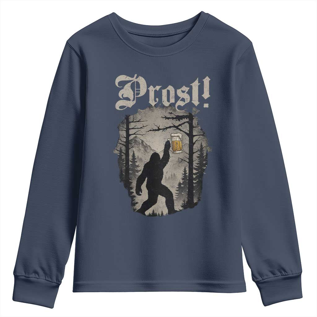 Oktoberfest Bigfoot Youth Sweatshirt Vintage Forest Sasquatch Drinking Prost TS10 Navy Print Your Wear