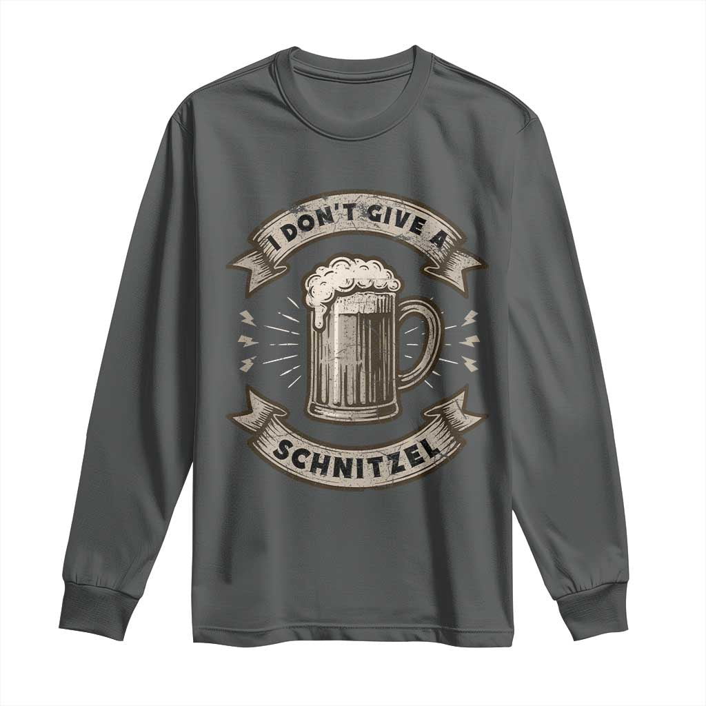 Funny Oktoberfest Long Sleeve Shirt I Dont Give A Schnitzel German Beer Wurst TS10 Dark Heather Print Your Wear