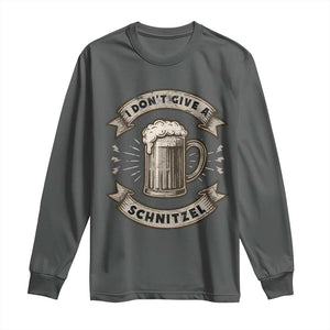 Funny Oktoberfest Long Sleeve Shirt I Dont Give A Schnitzel German Beer Wurst TS10 Dark Heather Print Your Wear