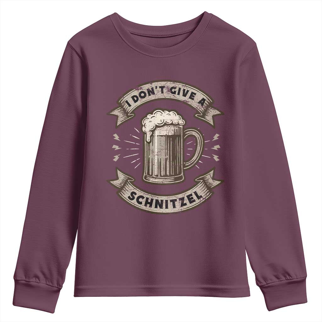 Funny Oktoberfest Youth Sweatshirt I Dont Give A Schnitzel German Beer Wurst TS10 Maroon Print Your Wear
