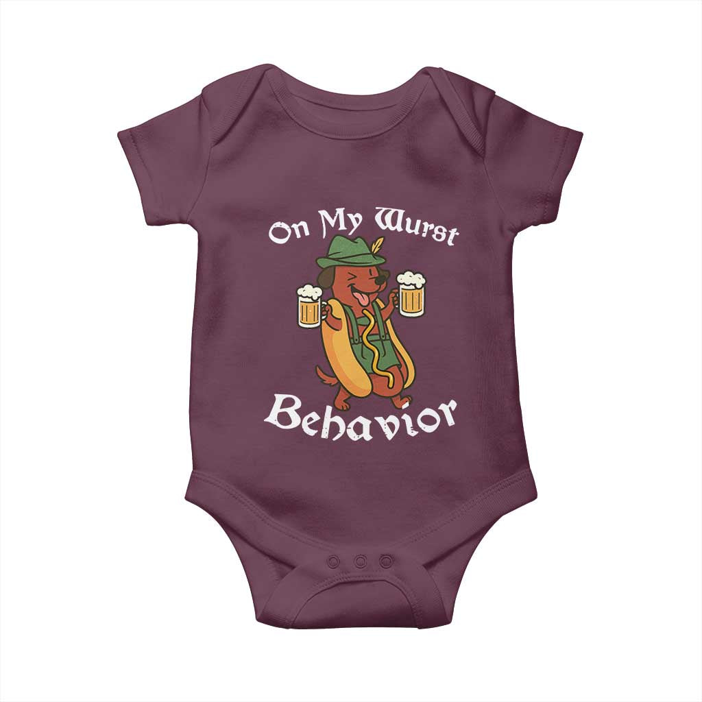 Oktoberfest On My Wurst Behavior Baby Onesie Funny German TS10 Maroon Print Your Wear