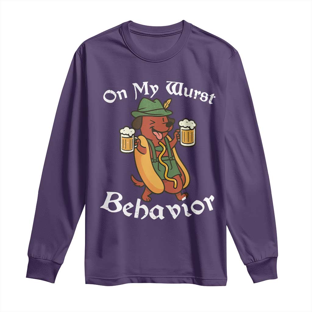Oktoberfest On My Wurst Behavior Long Sleeve Shirt Funny German TS10 Purple Print Your Wear