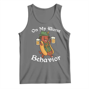 Oktoberfest On My Wurst Behavior Tank Top Funny German TS10 Black Heather Print Your Wear