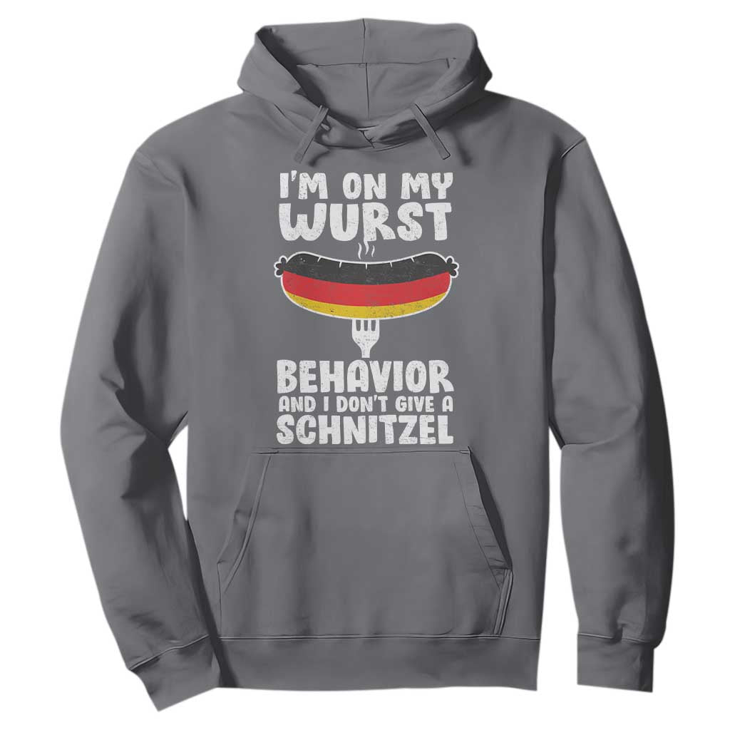 Oktoberfest On My Wurst Behavior Hoodie Dont Give Schnitzel Funny German TS10 Charcoal Print Your Wear