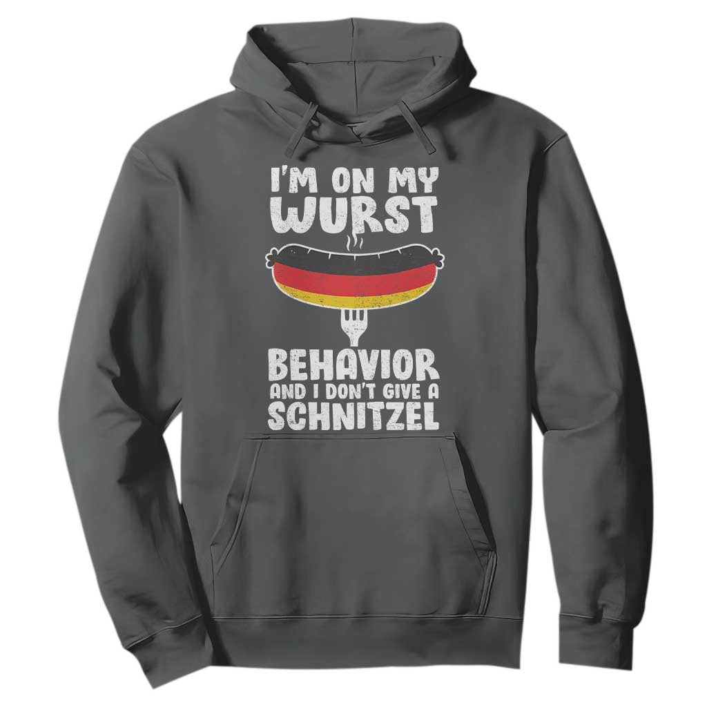Oktoberfest On My Wurst Behavior Hoodie Dont Give Schnitzel Funny German TS10 Dark Heather Print Your Wear