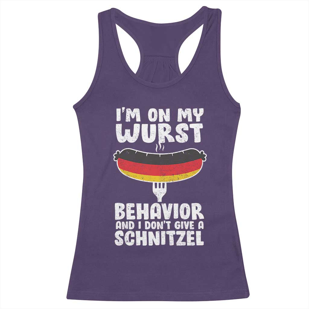 Oktoberfest On My Wurst Behavior Racerback Tank Top Dont Give Schnitzel Funny German TS10 Purple Print Your Wear