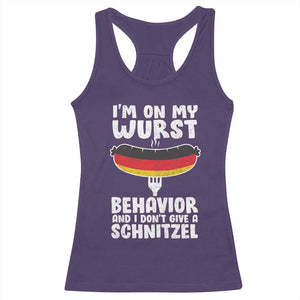 Oktoberfest On My Wurst Behavior Racerback Tank Top Dont Give Schnitzel Funny German TS10 Purple Print Your Wear