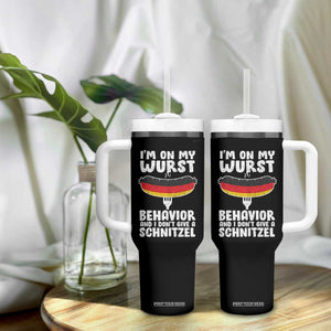 Oktoberfest On My Wurst Behavior Tumbler With Handle Dont Give Schnitzel Funny German TS10 Print Your Wear