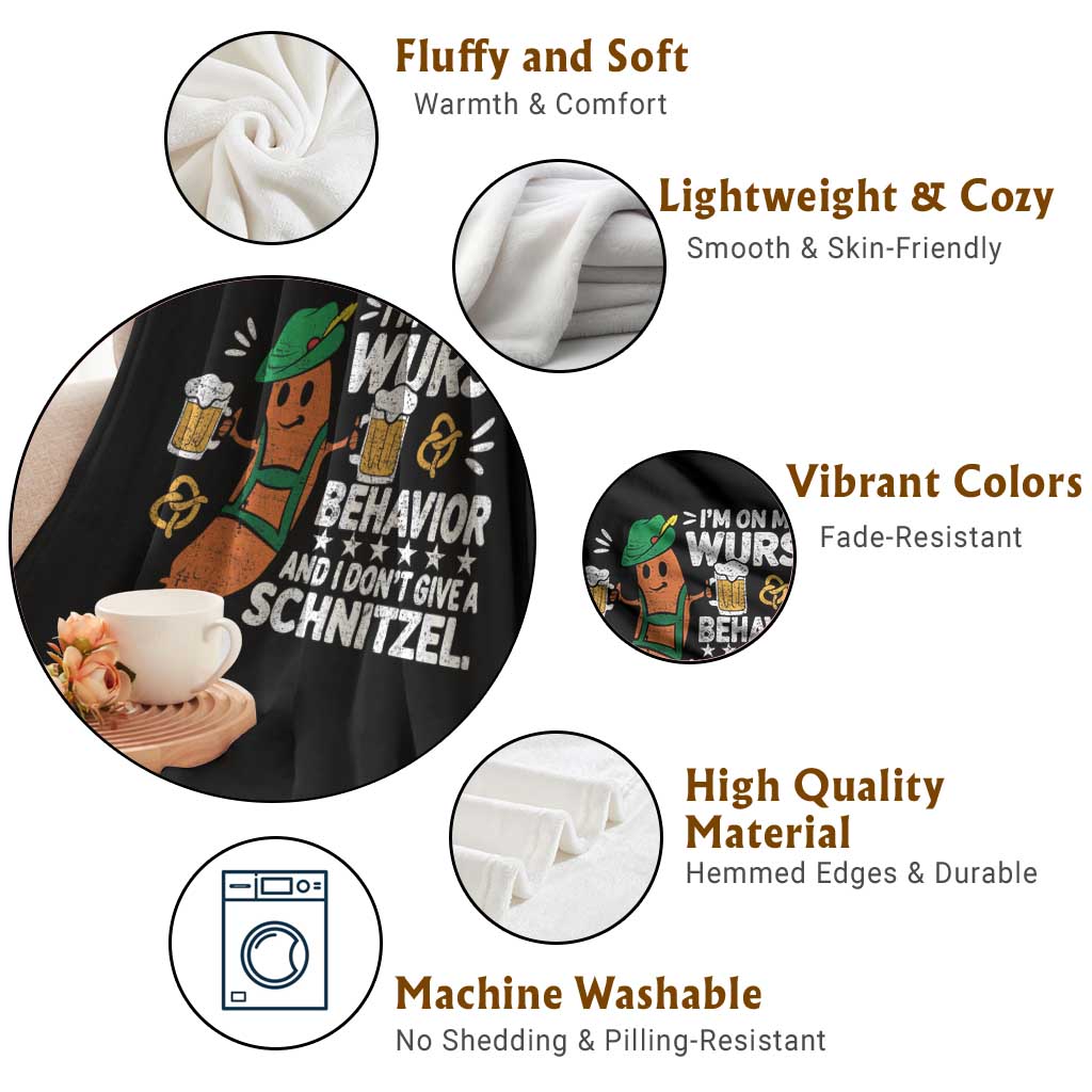Funny Oktoberfest Throw Blanket On My Wurst Behavior Sarcastic German TS10 Print Your Wear