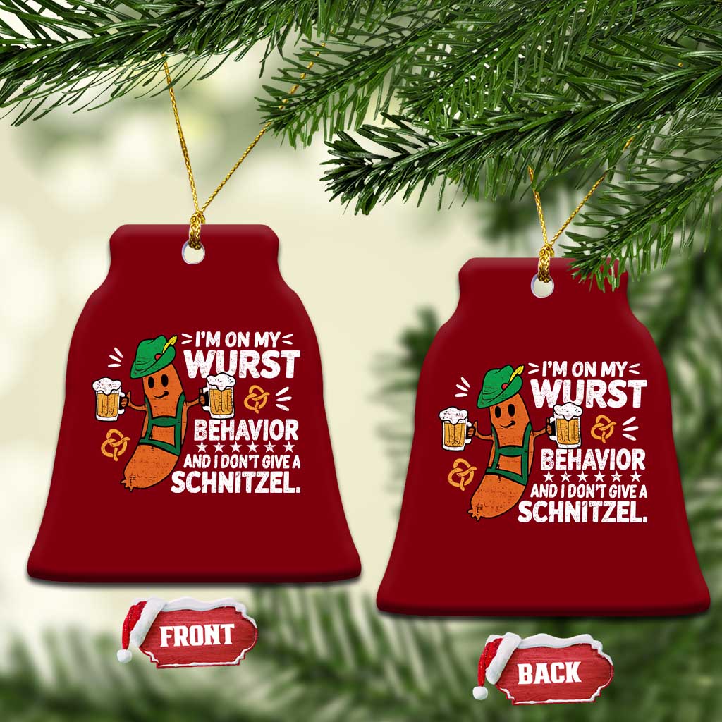 Funny Oktoberfest Ceramic Ornament On My Wurst Behavior Sarcastic German TS10 Print Your Wear