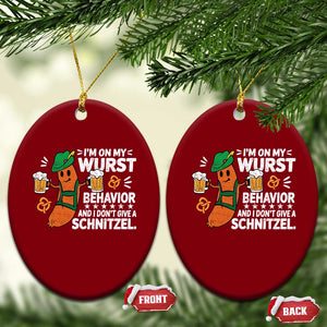 Funny Oktoberfest Ceramic Ornament On My Wurst Behavior Sarcastic German TS10 Print Your Wear