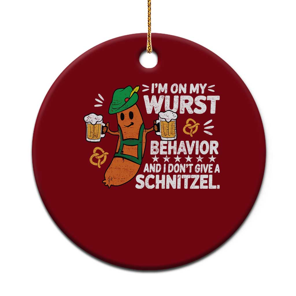 Funny Oktoberfest Ceramic Ornament On My Wurst Behavior Sarcastic German TS10 1pc Red Print Your Wear