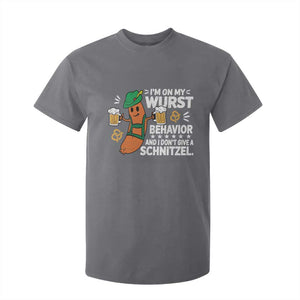 Funny Oktoberfest T Shirt For Kid On My Wurst Behavior Sarcastic German TS10 Charcoal Print Your Wear