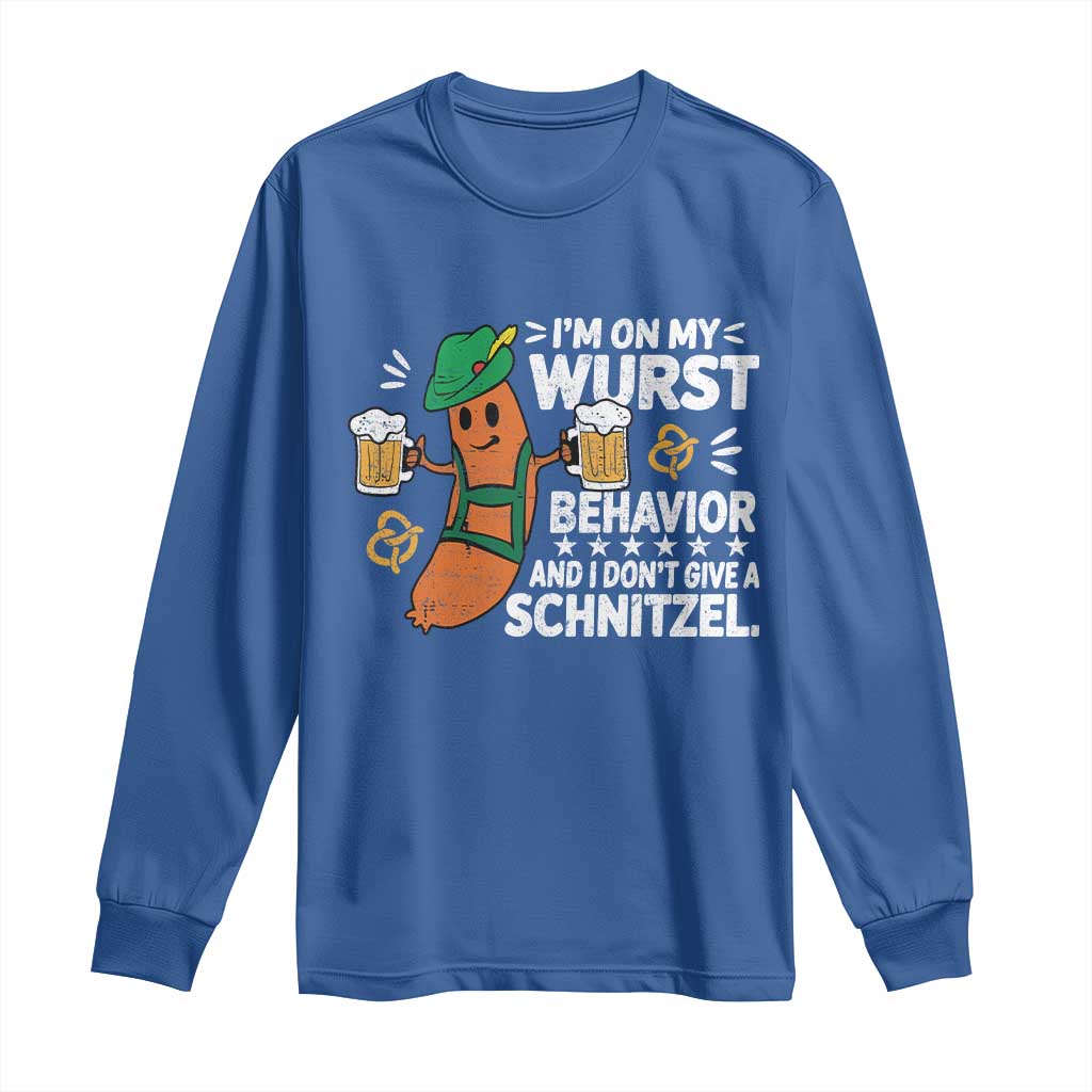 Funny Oktoberfest Long Sleeve Shirt On My Wurst Behavior Sarcastic German TS10 Royal Blue Print Your Wear