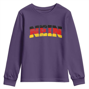 Nein Germany Youth Sweatshirt No Saying Funny German Flag Oktoberfest TS10 Purple Print Your Wear