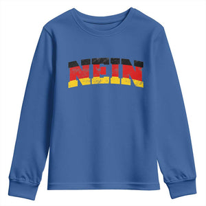 Nein Germany Youth Sweatshirt No Saying Funny German Flag Oktoberfest TS10 Royal Blue Print Your Wear