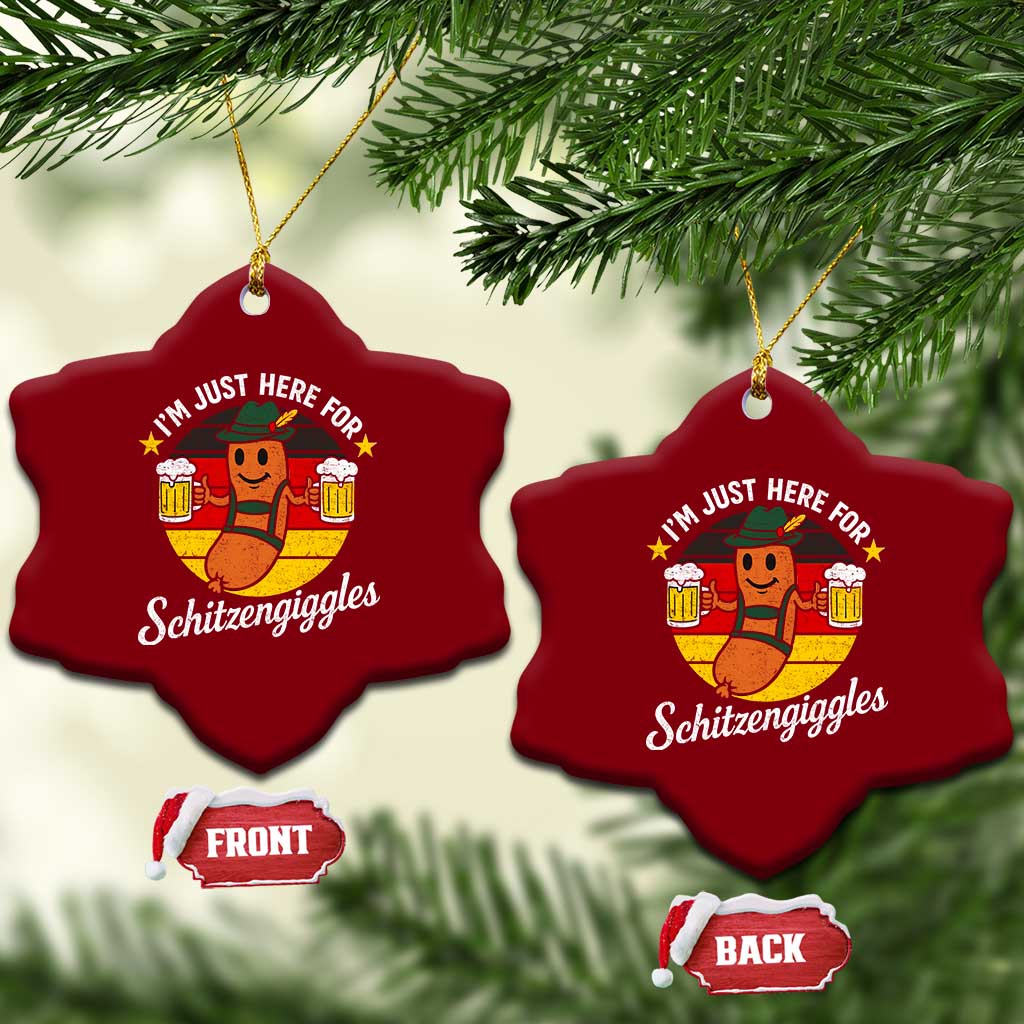 Funny Oktoberfest Ceramic Ornament Just Here for Schitzengiggles German Flag TS10 Print Your Wear