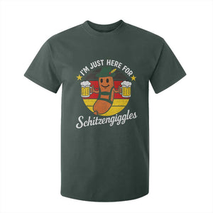 Funny Oktoberfest T Shirt For Kid Just Here for Schitzengiggles German Flag TS10 Dark Forest Green Print Your Wear