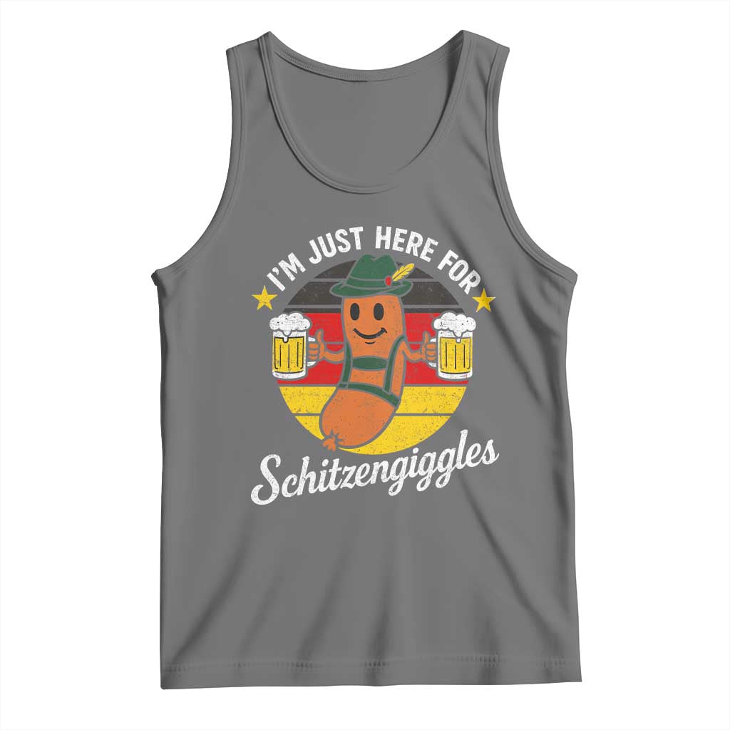 Funny Oktoberfest Tank Top Just Here for Schitzengiggles German Flag TS10 Black Heather Print Your Wear