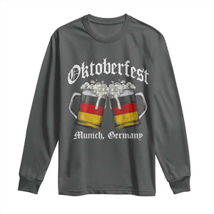 Vintage Oktoberfest Munich Long Sleeve Shirt Prost Beer Germany Flag Drinking TS10 Dark Heather Print Your Wear