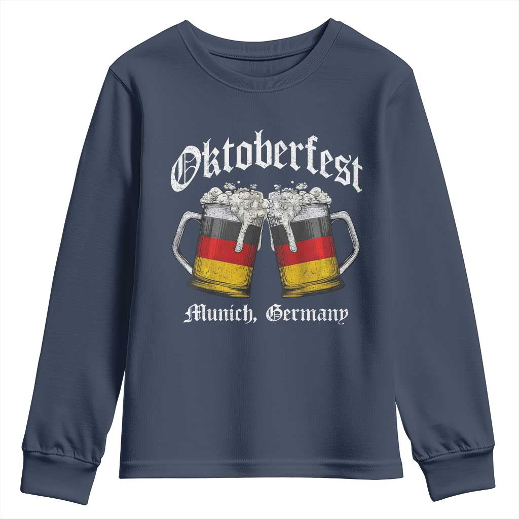 Vintage Oktoberfest Munich Youth Sweatshirt Prost Beer Germany Flag Drinking TS10 Navy Print Your Wear