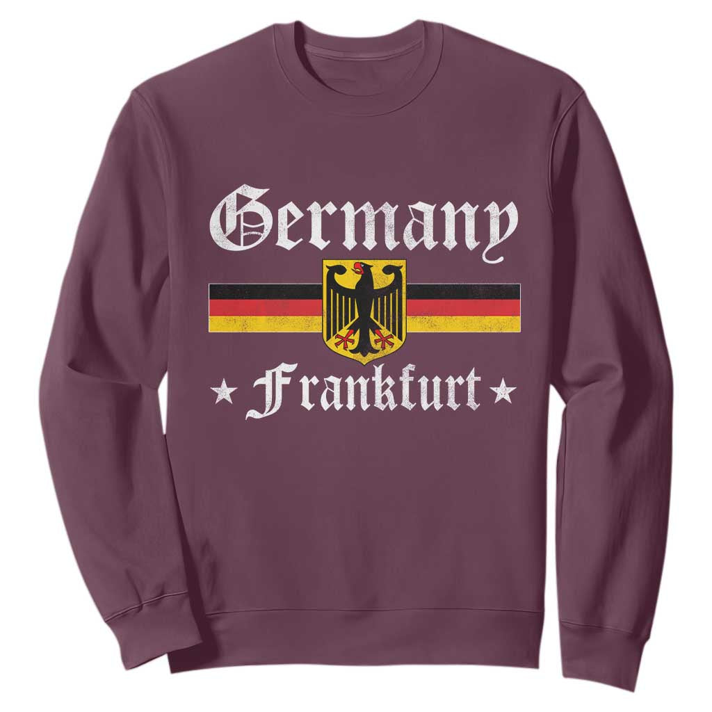 Germany Frankfurt Sweatshirt Retro Vintage German Flag Tourist Souvenir Gift TS10 Maroon Print Your Wear