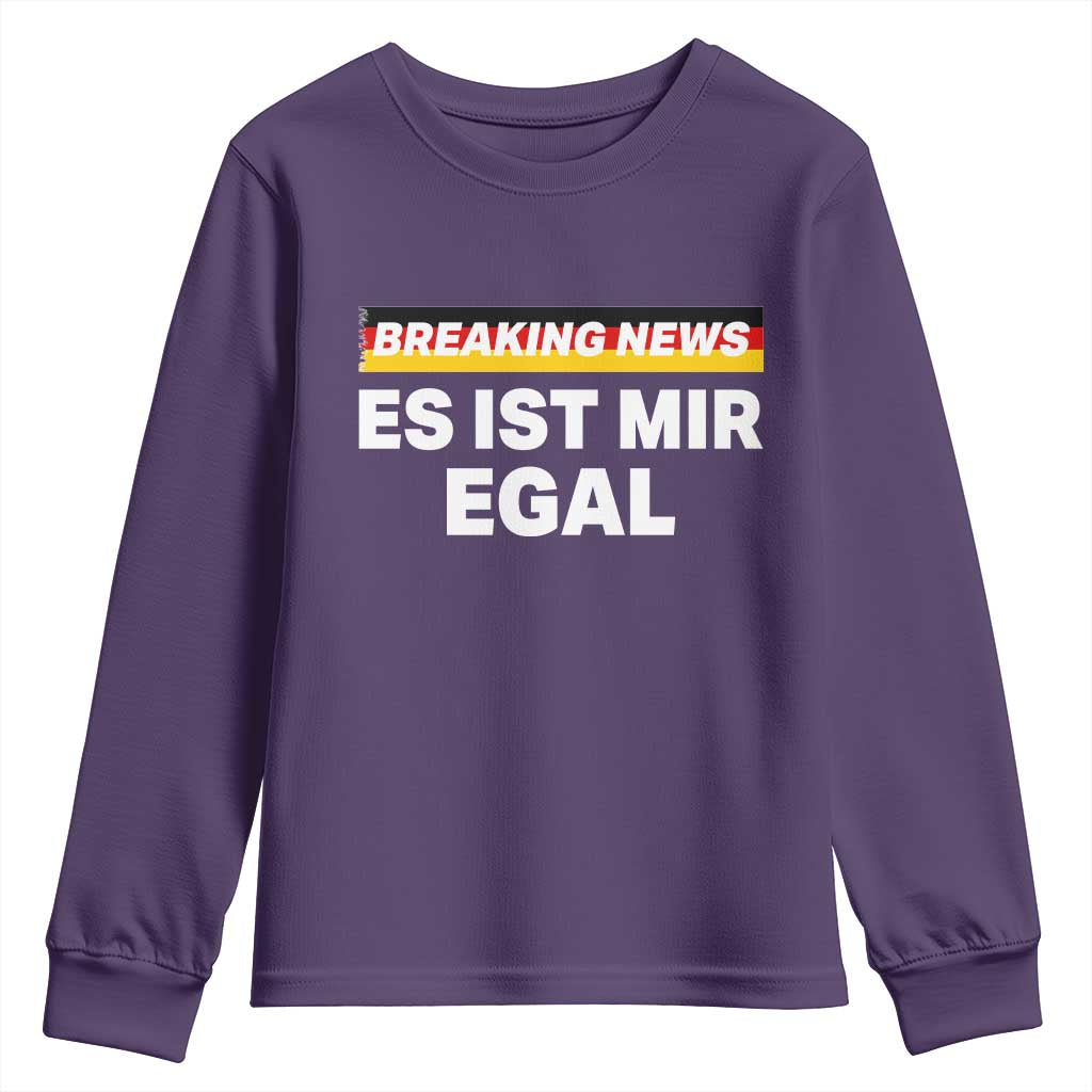 Funny German Saying Youth Sweatshirt Sarcastic Humor Meme Es Ist Mir Egal Germany Flag TS10 Purple Print Your Wear