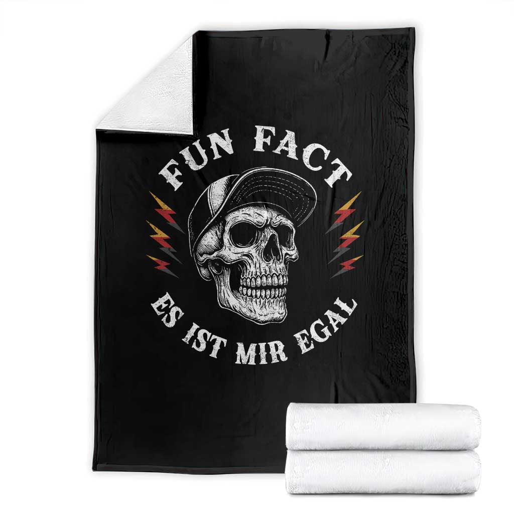 Fun Fact Es Ist Mir Egal Funny German Saying Sarcastic Skull Graphic Throw Blanket