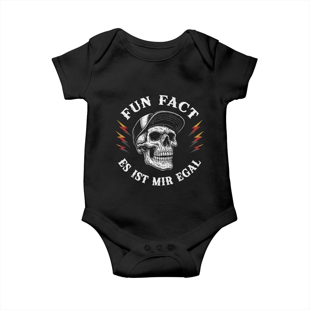 Fun Fact Es Ist Mir Egal Funny German Saying Sarcastic Skull Graphic Baby Onesie