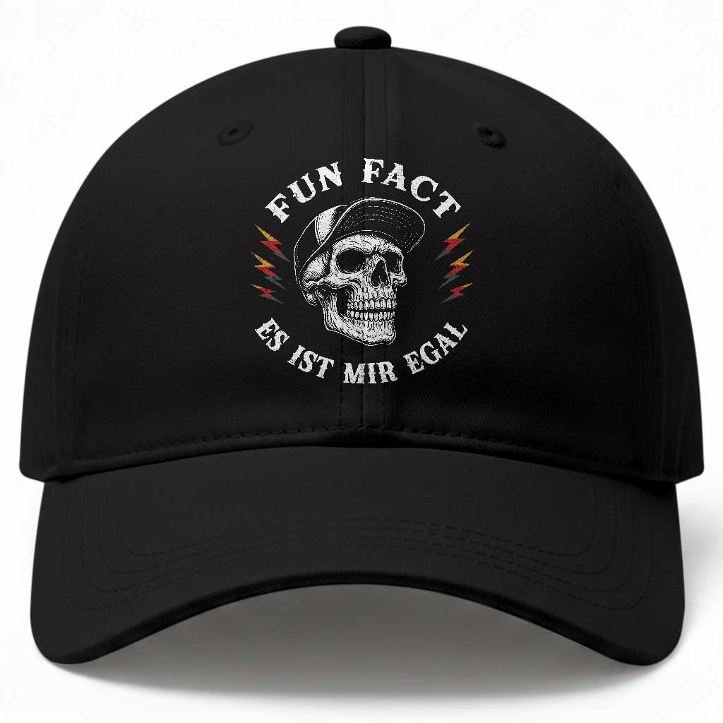 Fun Fact Es Ist Mir Egal Funny German Saying Sarcastic Skull Graphic Baseball Cap