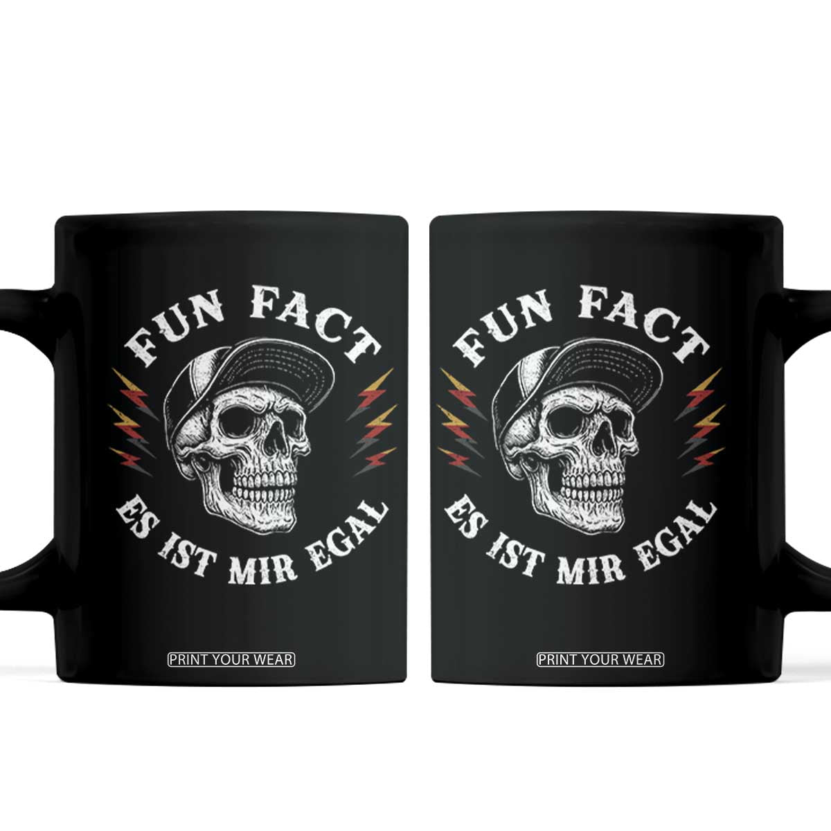 Fun Fact Es Ist Mir Egal Funny German Saying Sarcastic Skull Graphic Coffee Mug