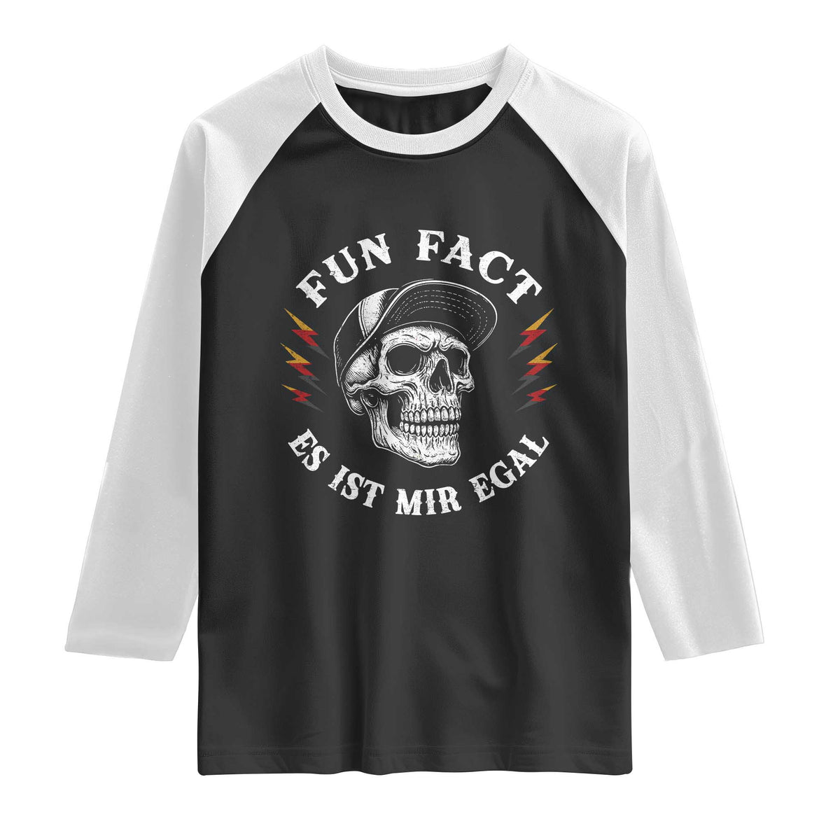 Fun Fact Es Ist Mir Egal Funny German Saying Sarcastic Skull Graphic Raglan Shirt