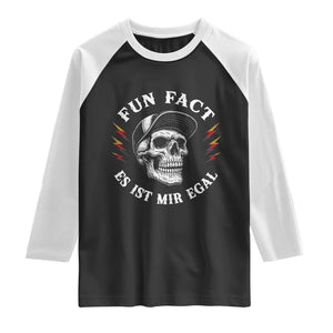 Fun Fact Es Ist Mir Egal Funny German Saying Sarcastic Skull Graphic Raglan Shirt