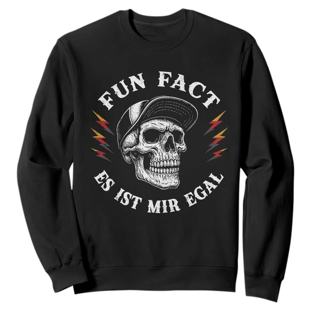 Fun Fact Es Ist Mir Egal Funny German Saying Sarcastic Skull Graphic Sweatshirt