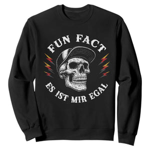Fun Fact Es Ist Mir Egal Funny German Saying Sarcastic Skull Graphic Sweatshirt