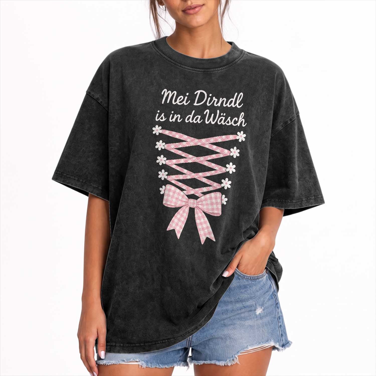 Oktoberfest Dirndl Costume Washed Cotton T-Shirt Funny German Bavarian Octoberfest Festival TS10 Print Your Wear