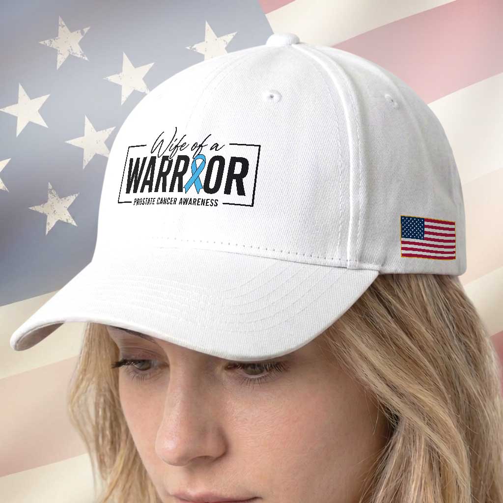 Wife Of A Warrior Prostate Cancer Awareness Baseball Cap Blue Ribbon Graphic TS10 Print Your Wear