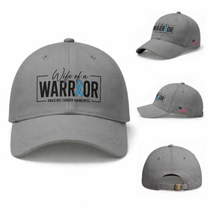 Wife Of A Warrior Prostate Cancer Awareness Baseball Cap Blue Ribbon Graphic TS10 Baseball Cap Universal Fit Sport Gray Print Your Wear