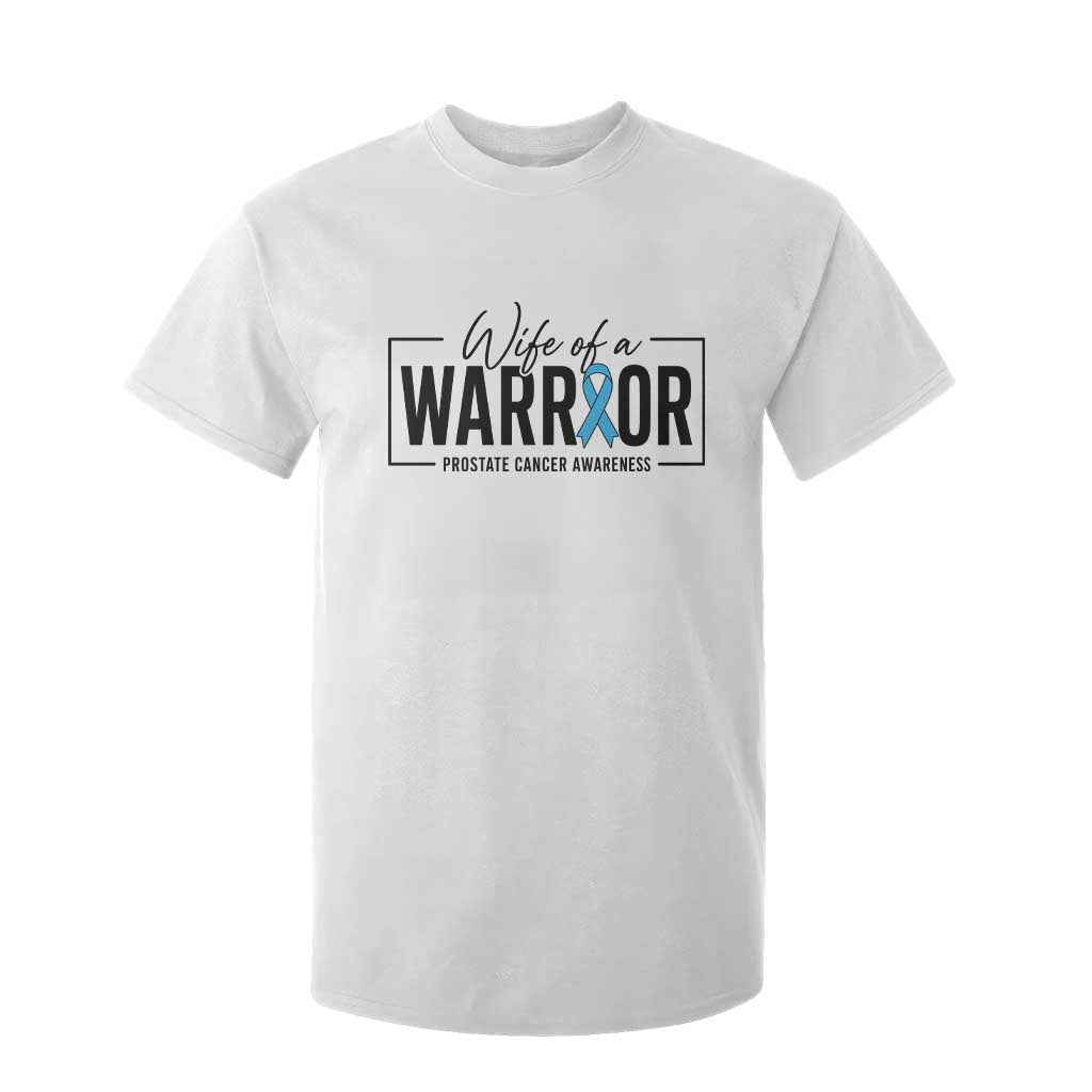 Wife Of A Warrior Prostate Cancer Awareness T Shirt For Kid Blue Ribbon Graphic TS10 White Print Your Wear
