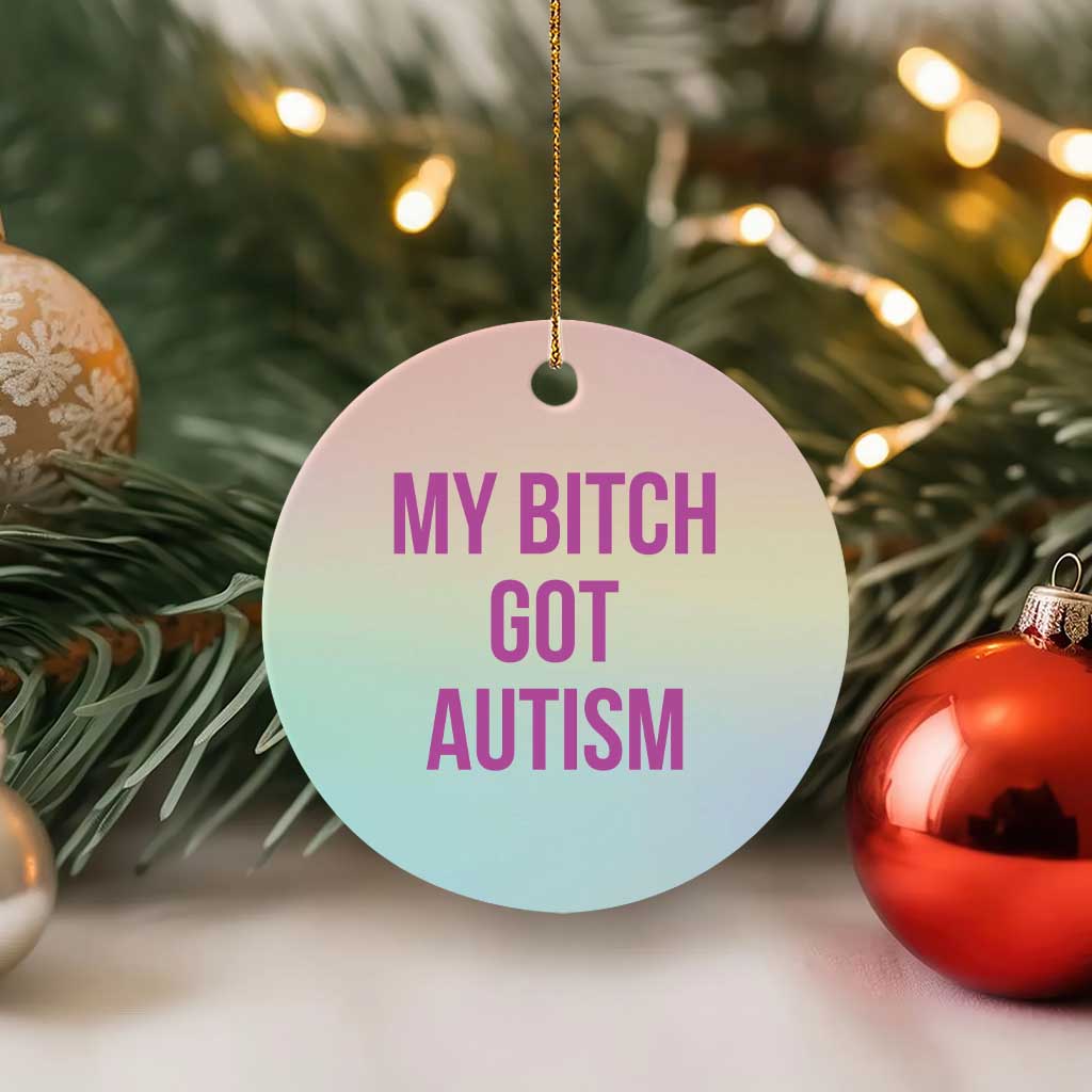 My Bitch Got Autism Ceramic Ornament Funny Saying Meme TS10 1pc Pastel Print Your Wear