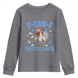 F-Caw-F Prostate Cancer Awareness Chicken Youth Sweatshirt Funny Blue Ribbon Support TS10 Charcoal Print Your Wear