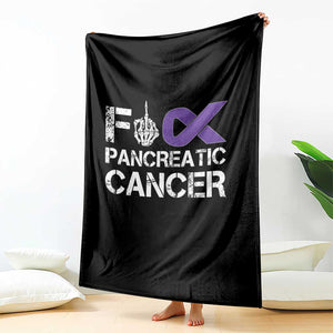 Fck Pancreatic Cancer Throw Blanket Purple Ribbon Skeleton Hand Graphic TS10 Print Your Wear