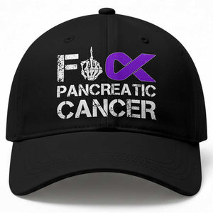 Fck Pancreatic Cancer Baseball Cap Purple Ribbon Skeleton Hand Graphic TS10 Print Your Wear