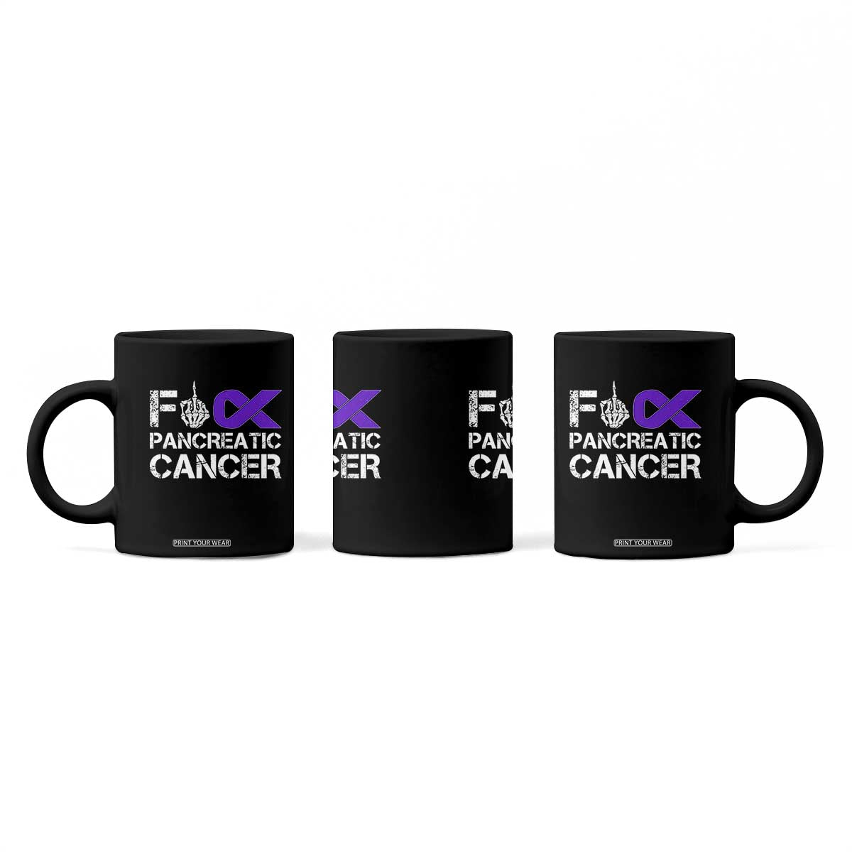 Fck Pancreatic Cancer Coffee Mug Purple Ribbon Skeleton Hand Graphic TS10 Print Your Wear