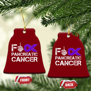 Fck Pancreatic Cancer Ceramic Ornament Purple Ribbon Skeleton Hand Graphic TS10 Print Your Wear