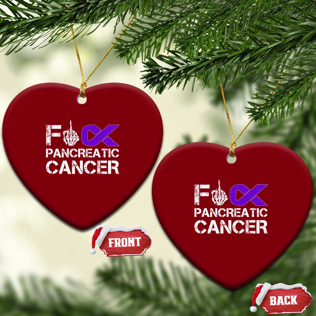 Fck Pancreatic Cancer Ceramic Ornament Purple Ribbon Skeleton Hand Graphic TS10 Print Your Wear